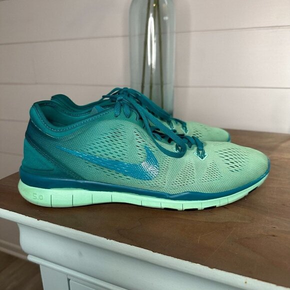 Nike Free TR Fit 5 NikeiD Custom Teal Ombre Training Sneaker Size 8.5 - Picture 2 of 9